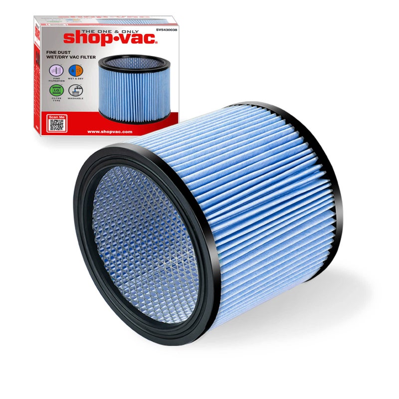 SHOPVAC Shop-Vac High Performance 90304/90344 Cartridge Filter, Fits Most 4-16 Gallon Shop-Vac Wet/Dry Vacuums, High Efficiency Filtration Paper, Washable And Reusable, 1 Pack - Image 1